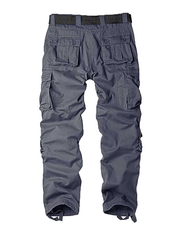 AKARMY Men's Camo Cargo Work Pants Cotton Military Army Casual Tactical Wild Combat Pants with 8 Pockets Gray 34x32 - Image 2
